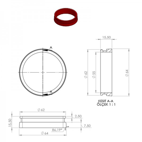 POLİÜRETAN MAÇA CONTASI 55x64x15,5